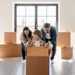 family looking in box